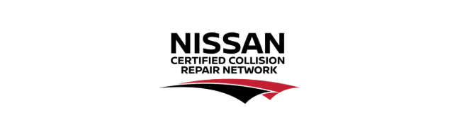 Nissan logo with "Certified Collision Repair Network" text and red graphic.