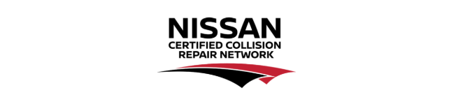 Nissan logo with "Certified Collision Repair Network" text and red graphic.
