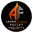Black circular logo with orange and gray &ldquo;AF&rdquo; and text for Legna da Ardere e Pellet Foglietta.
