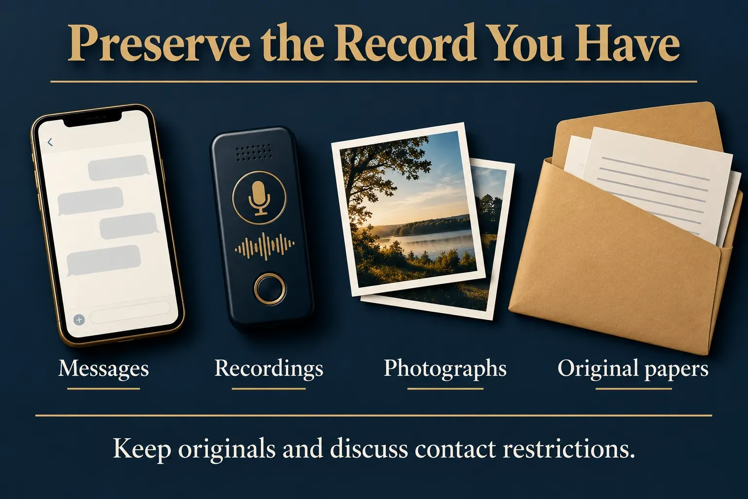 Illustrated messages, recordings, photographs and original papers remain intact in a preparation file.