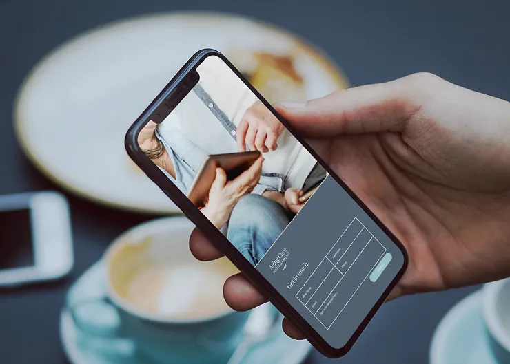Aging Care Website on Phone Screen