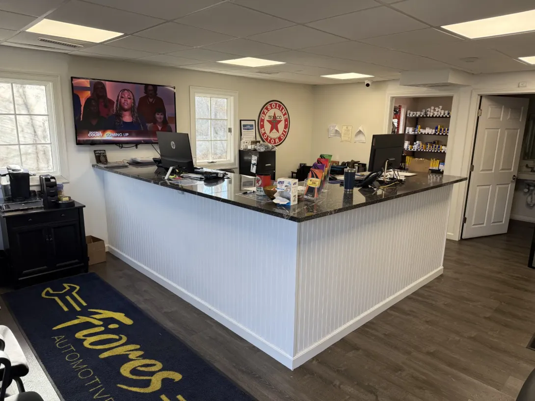 Shop Interior with Front Desk | Fiore's Automotive