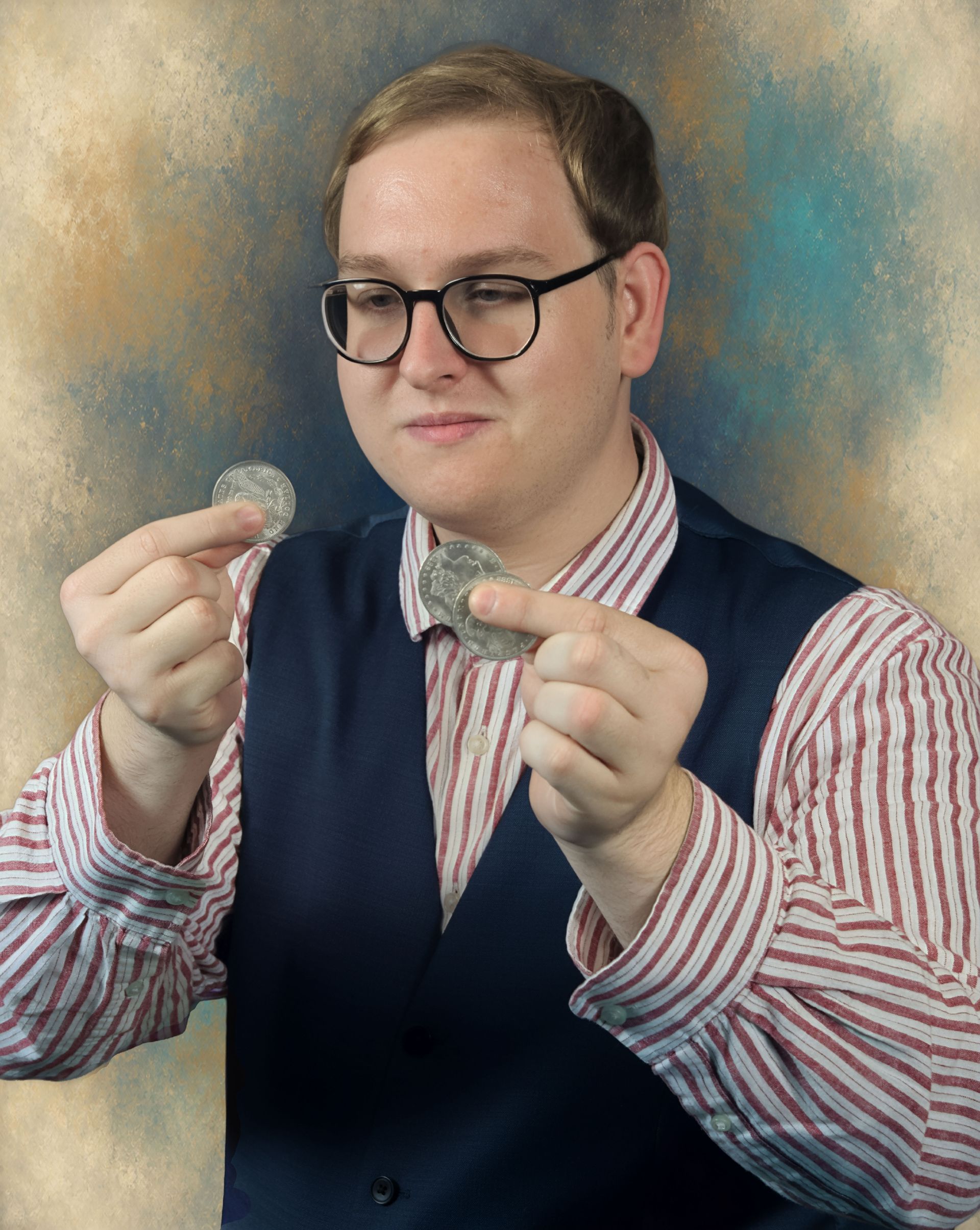 Sidney performing magic with a small group