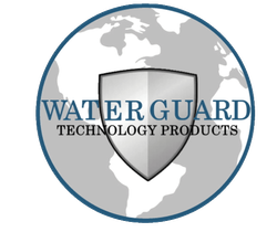 A logo for water guard technology products with a shield
