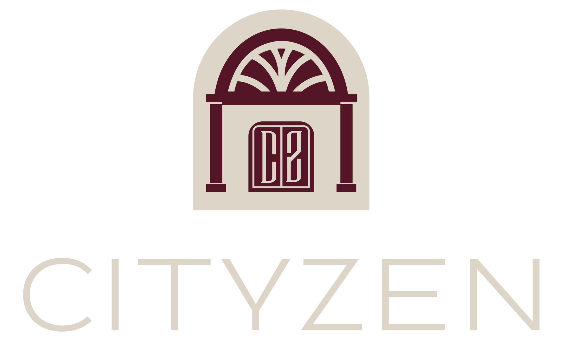 A logo for cityzen with a building in the middle