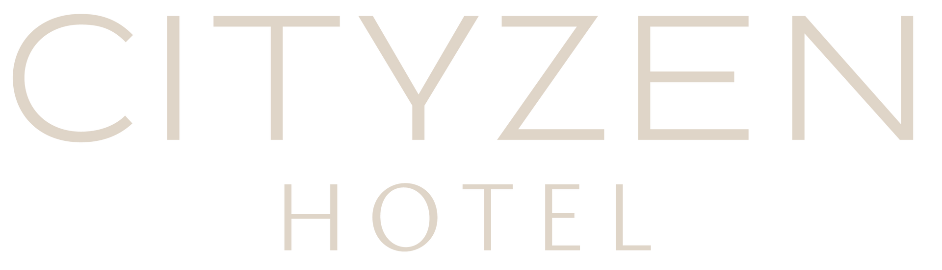 Beachside Hotel The logo for the cityzen hotel is white on a white background.