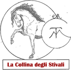 Logo con un cavallo stilizzato a mano e la scritta “La Collina degli Stivali” in rosso.