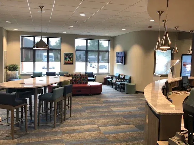 Seating and reception area inside the Crown Point orthodontic office