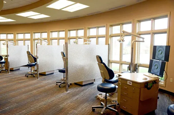 Treatment chairs and privacy panels in the Schererville orthodontic office