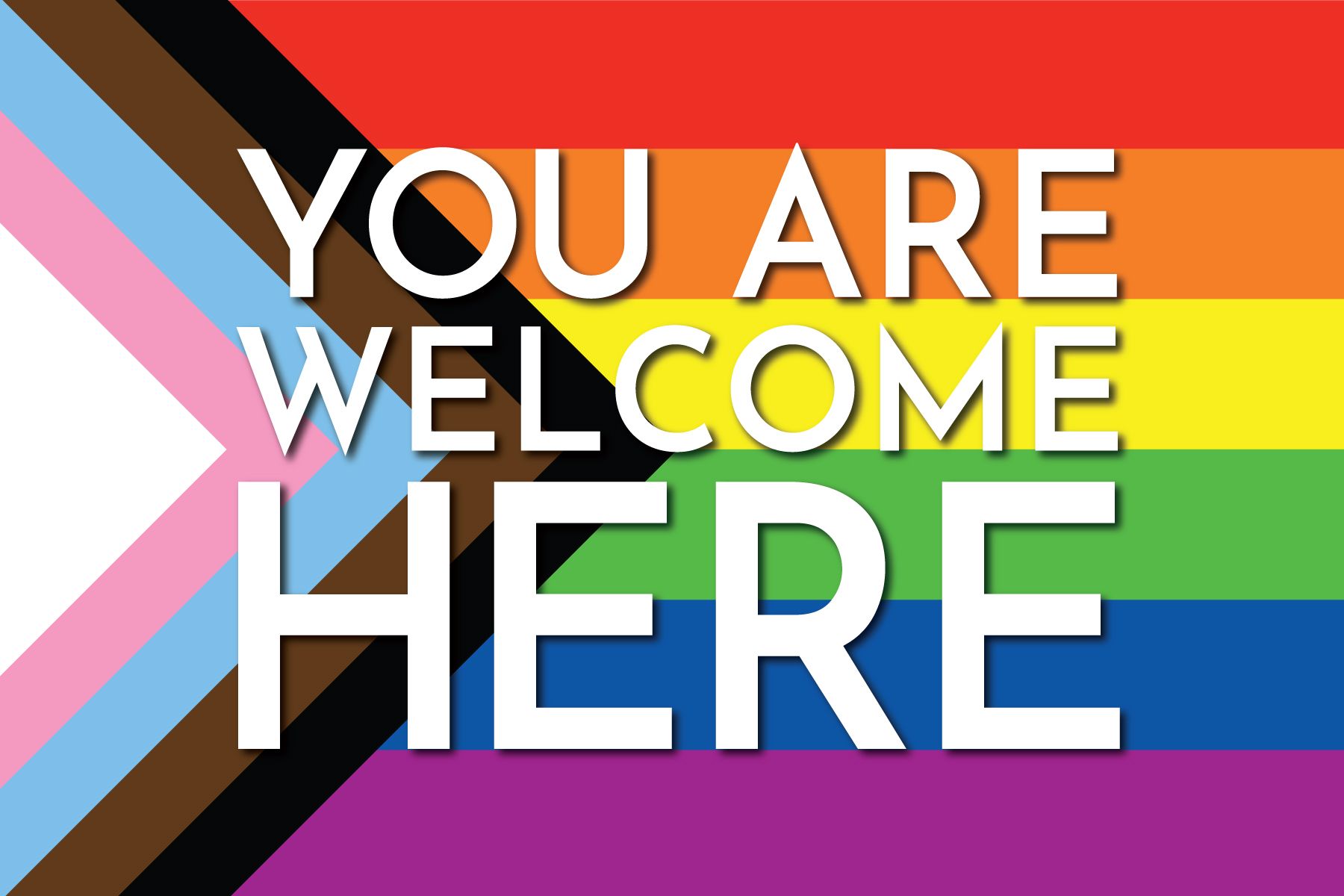 Progress Pride flag with text