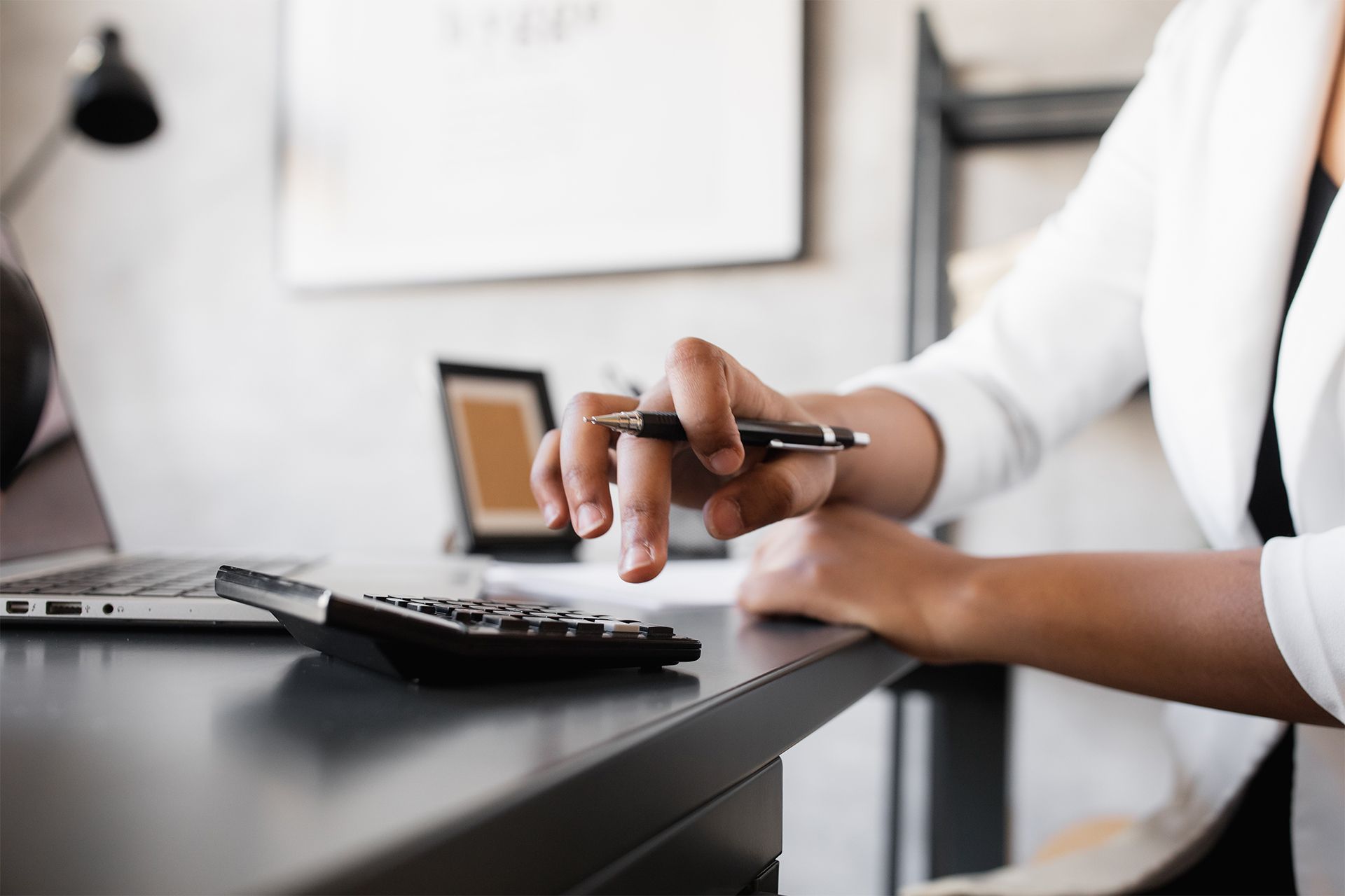 Accountant Using a Calculator