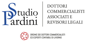 Logo for Studio Pardini, with blue serif text and a smaller line reading “Dottori commercialisti associati e revisori legali”