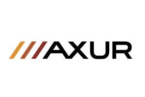Um logotipo preto e laranja para axur em um fundo branco