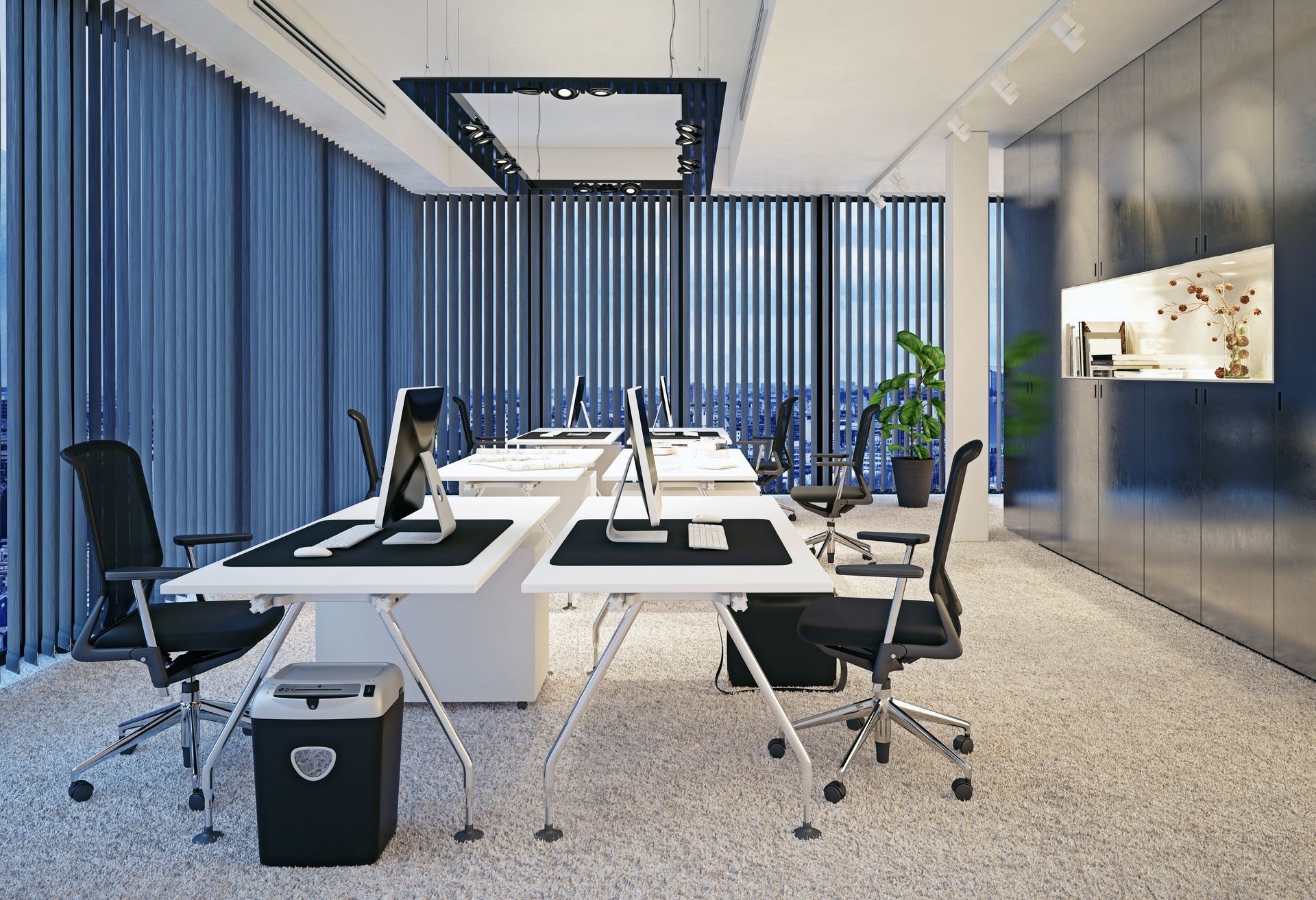Vertical blinds covering windows in a commercial office near Manchester, New Hampshire (NH)