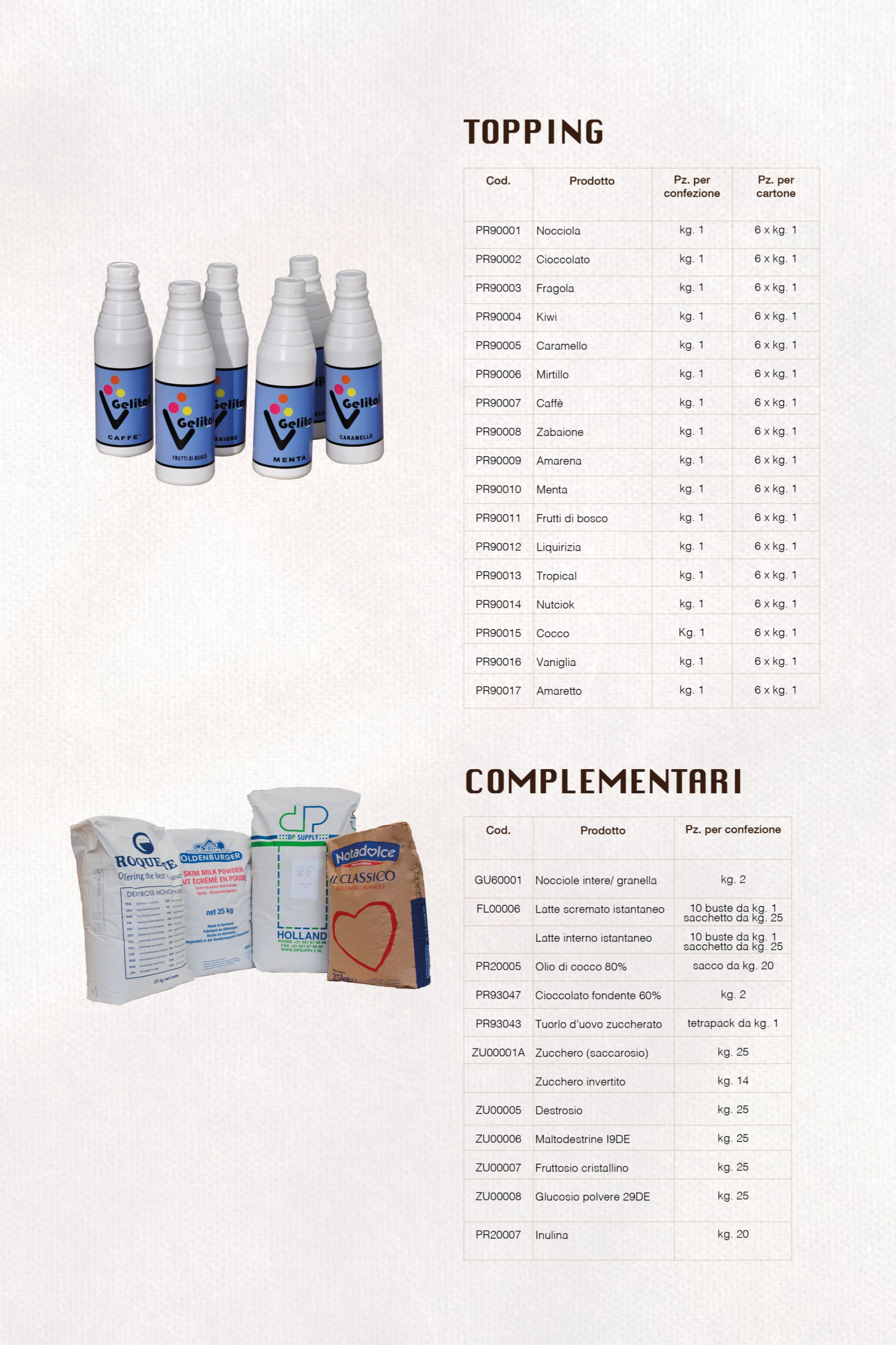 topping e complementari