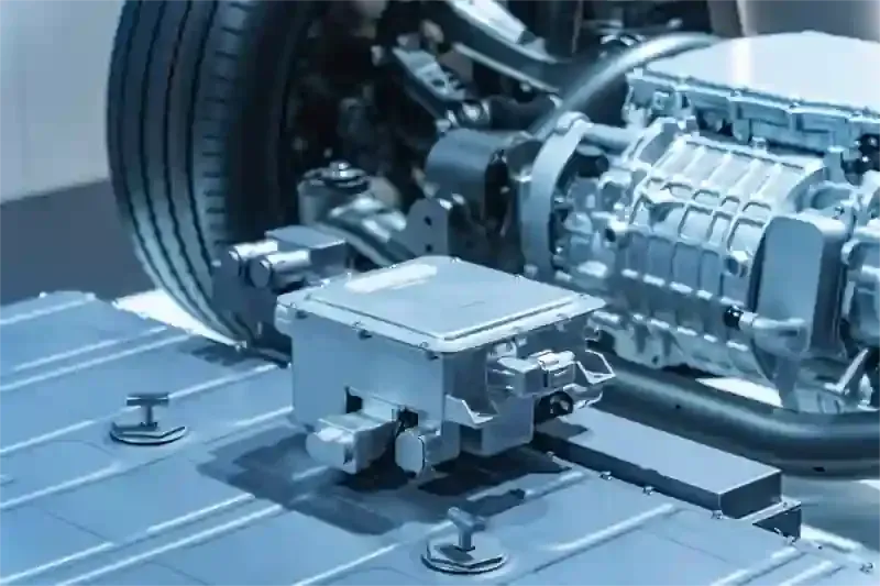 Elektrische Bauteile eines e-Autos