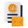 Orange email icon on papers and an envelope.
