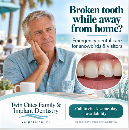 Person wearing blue gloves selects dental tool from a tray in a dentist's office.