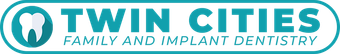 Logo of Twin Cities Family and Implant Dentistry with a tooth icon.