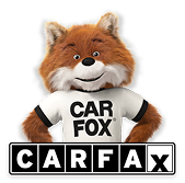 Carfax mascot, a cartoon brown and white fox wearing a white t-shirt, standing above the black and white Carfax logo. | Smithwest Service Center