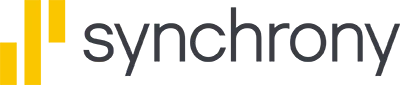 The Synchrony logo, consisting of two vertical yellow bars next to the word