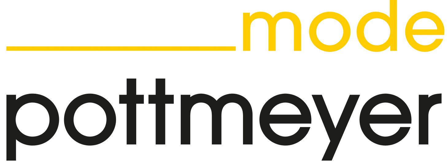 Ein schwarz-gelbes Logo für Pottmeyer Mode