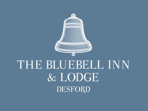 The Bluebell Inn & Lodge logo on a blue background with white text and emblem