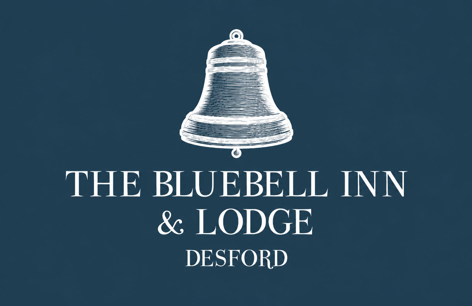 The Bluebell Inn & Lodge logo on a blue background with white text and emblem