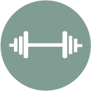 A white dumbbell icon in a green circle.