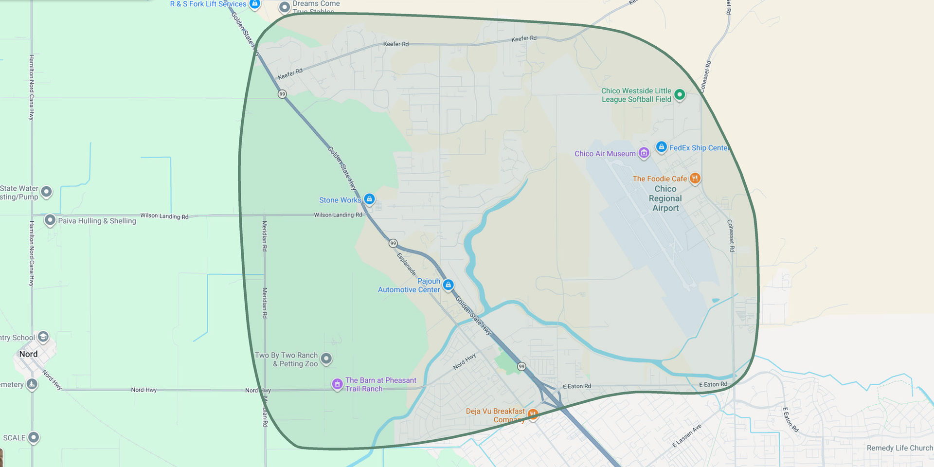 North Chico neighborhood map, Chico, CA