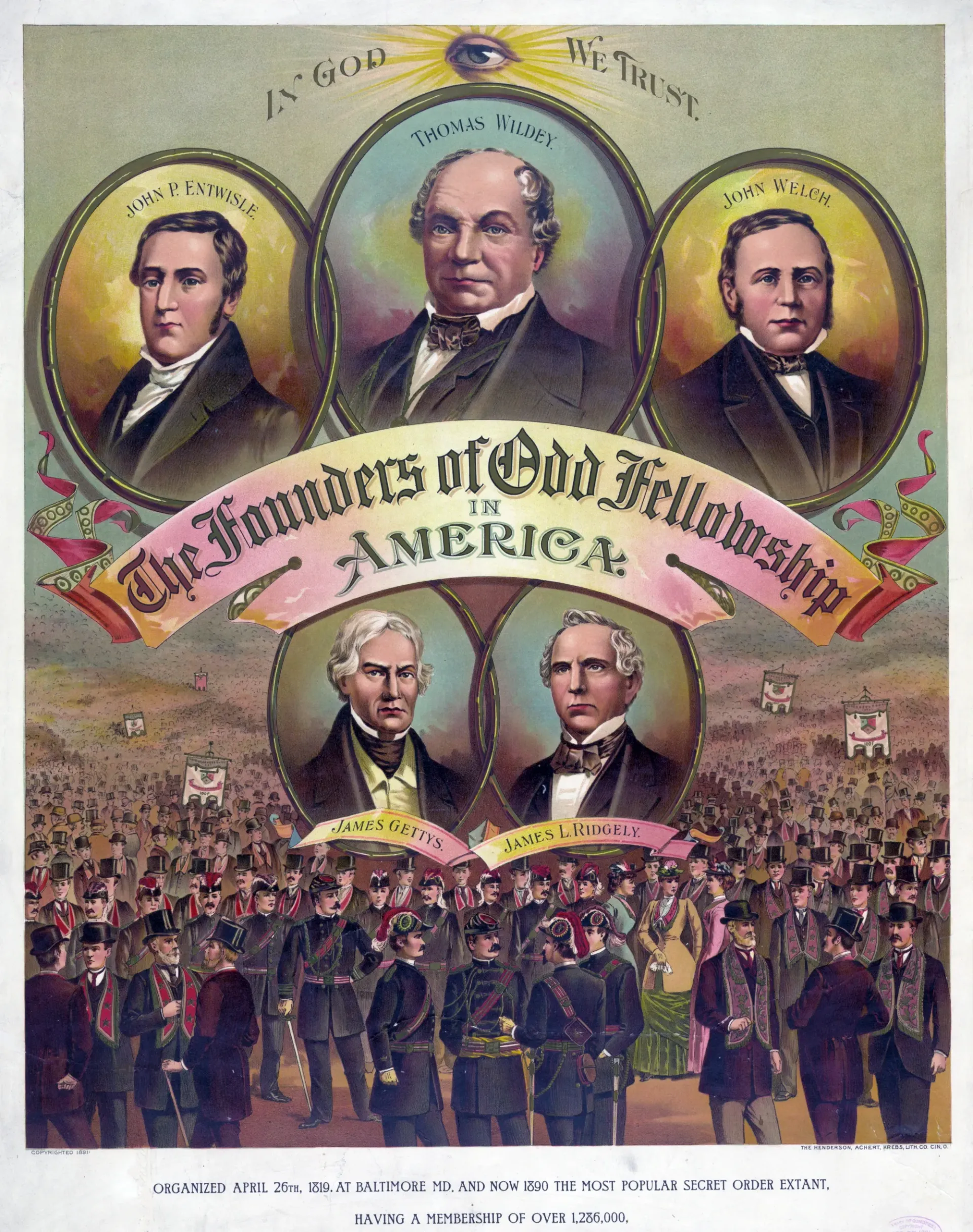 A poster for the founders of odd fellowship in america