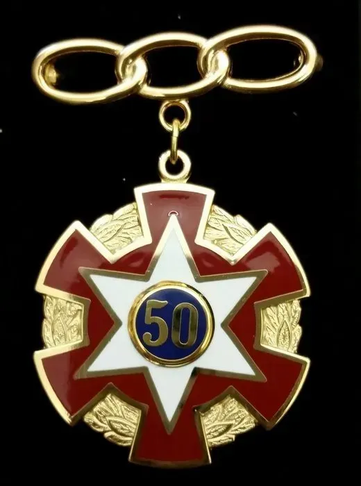 A medal with the number 50 on it