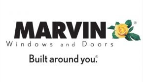 The logo for marvin windows and doors built around you