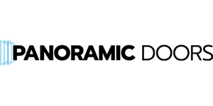 The logo for panoramic doors has a picture of a door on it.