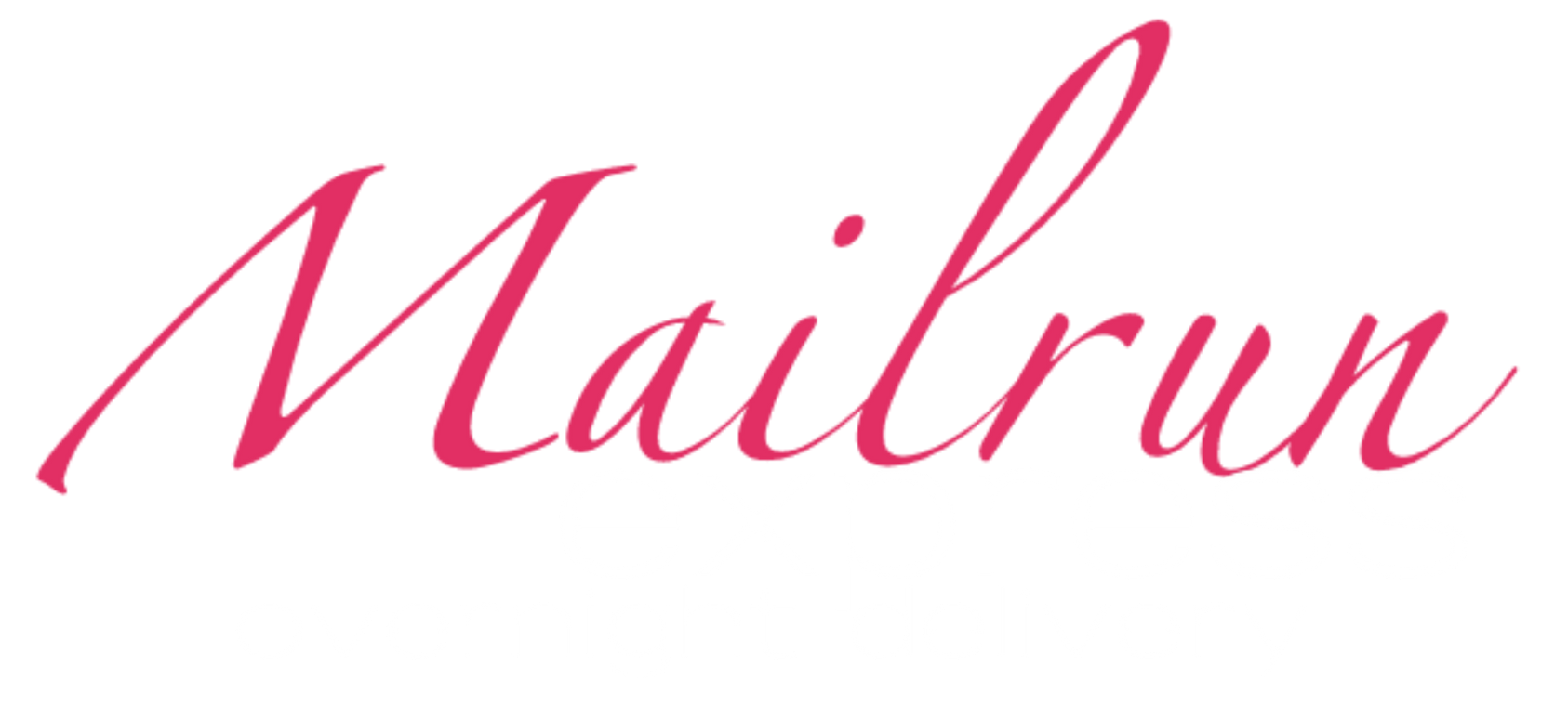 Pink cursive “Mailrun” logo on a white background