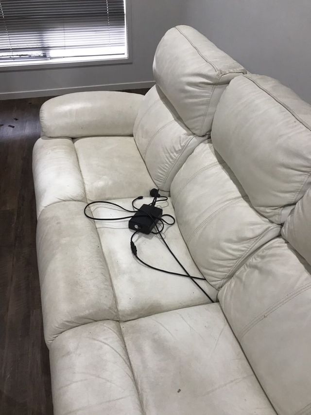Stained Leather Sofa — Townsville, QLD — Bethel Carpet Cleaning