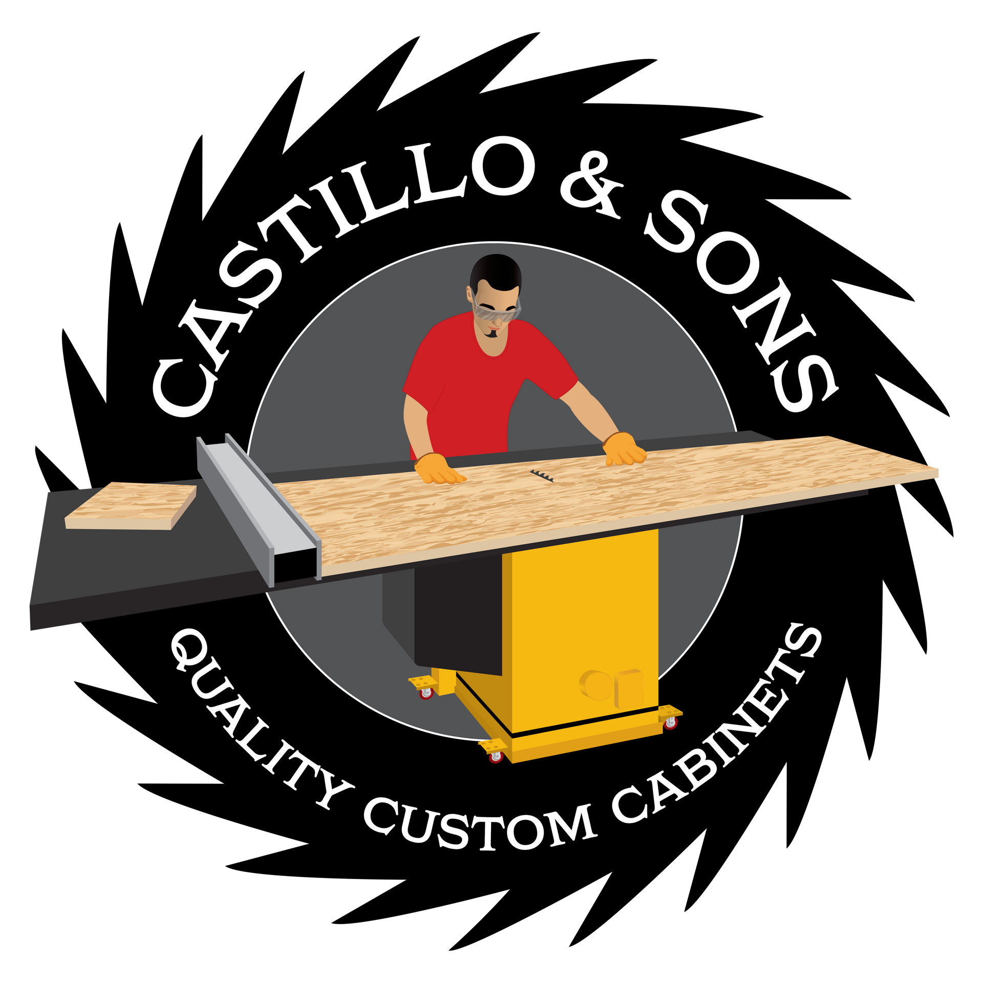 A logo for castillo & sons quality custom cabinets