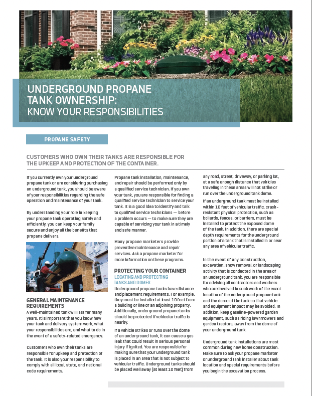 Underground propane tank ownership : know your responsibilities