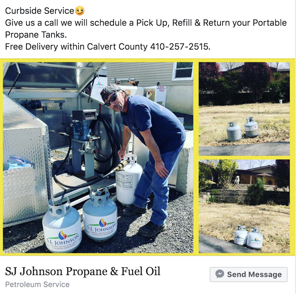 A facebook post from sj johnson propane and fuel oil