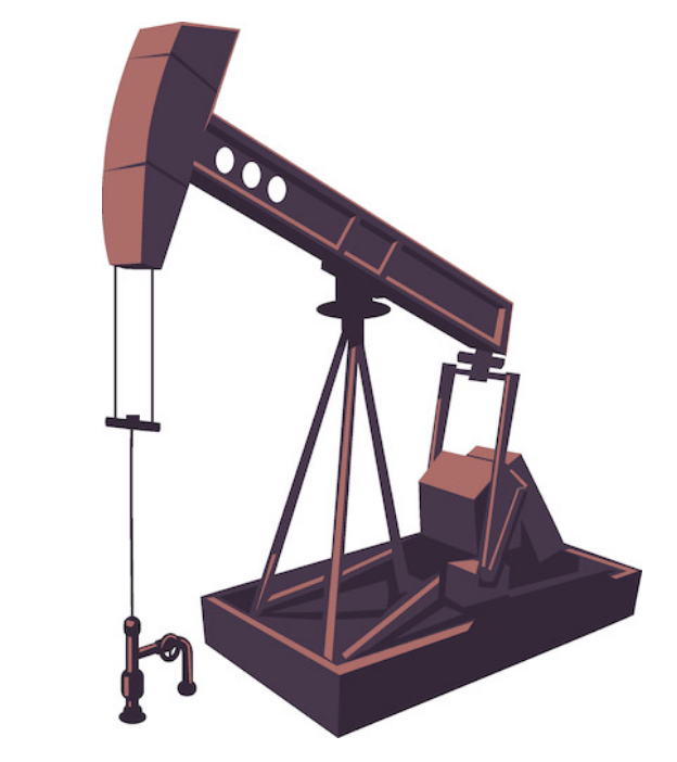 A cartoon illustration of an oil pump on a white background.