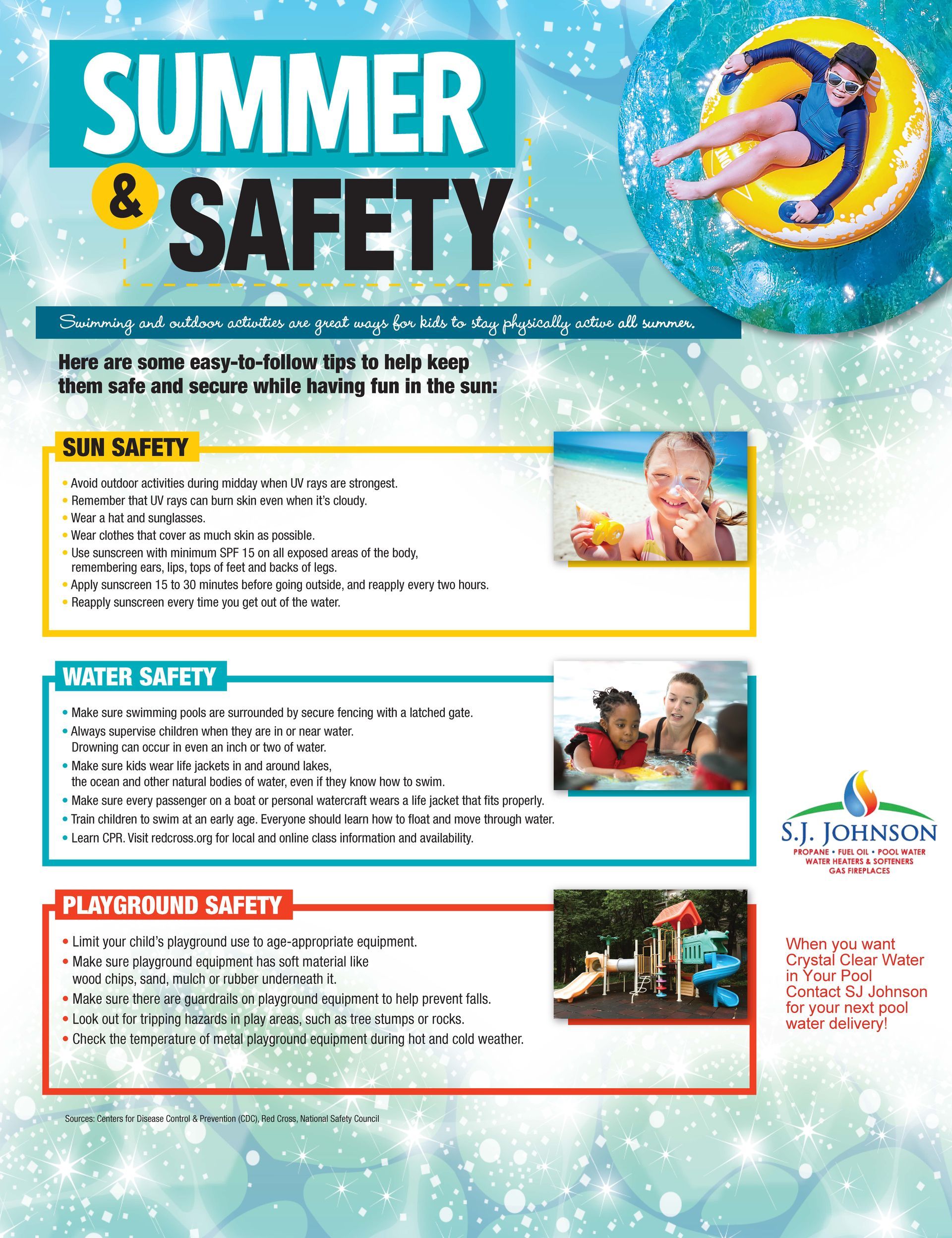 A poster that says summer and safety on it