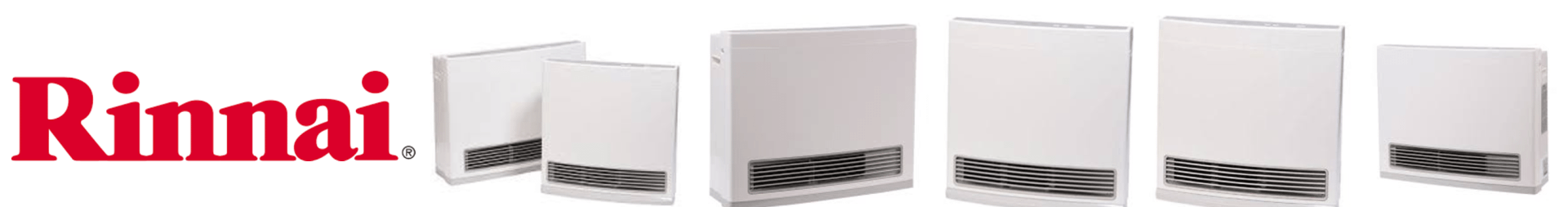 A row of white boxes with the word rinnai on them.
