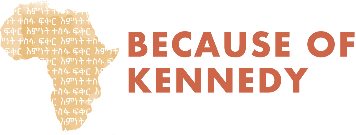 BECAUSE OF KENNEDY logo with Africa silhouette and tagline: Caring for Orphans | Empowering the Vulnerable