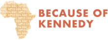 BECAUSE OF KENNEDY logo with Africa silhouette and tagline: Caring for Orphans | Empowering the Vulnerable