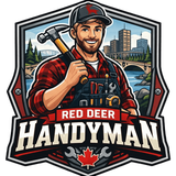 Cartoon repairman with blue cap holding a wrench, with the company name