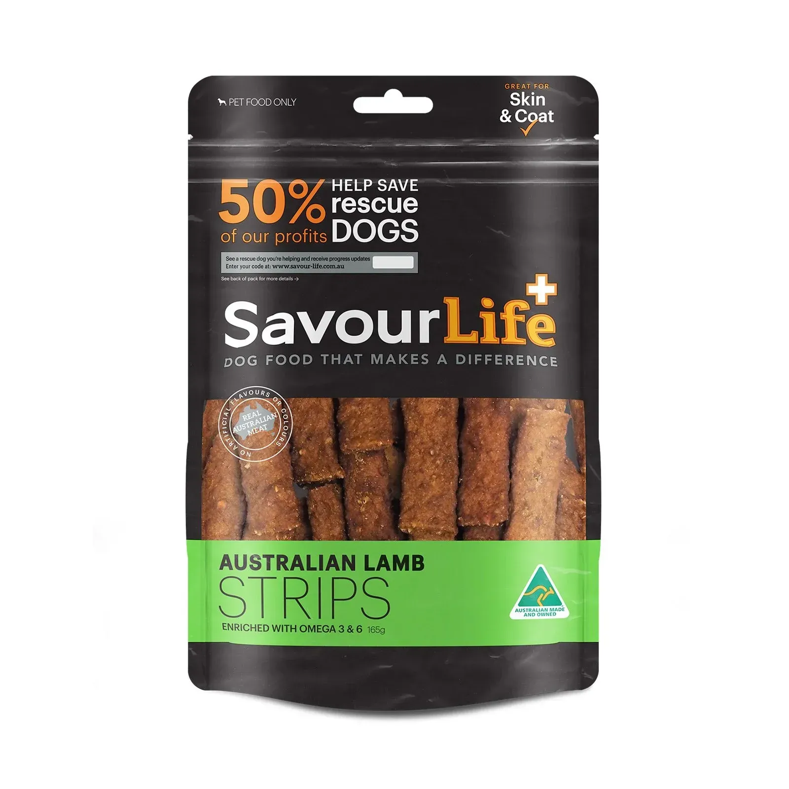 6 Bags of SavourLife Australian Lamb Strips Treats For Dogs (165gm per bag)