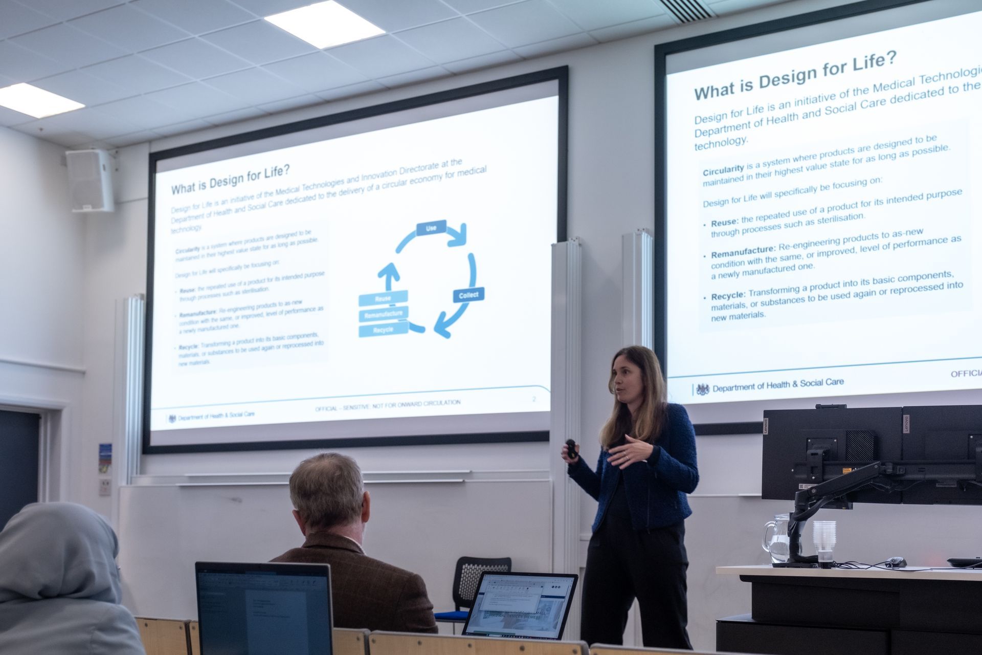 Photo of Doctor Karen Mayor giving the keynote presentation