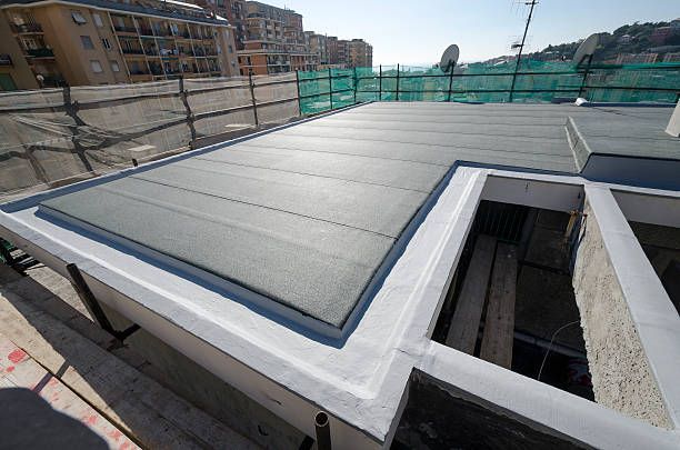 A building under construction with a roof that is being built