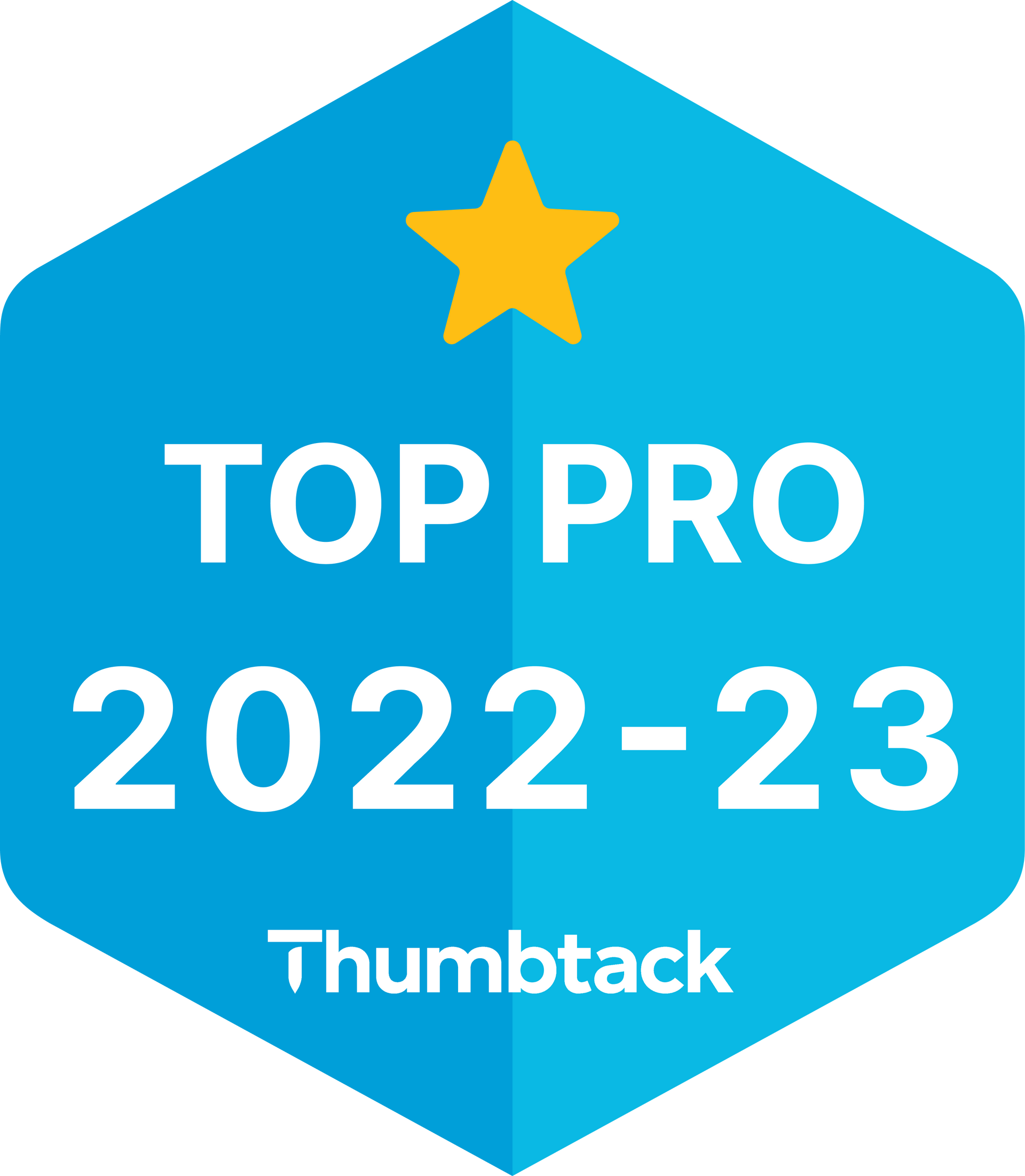 A blue badge with the words `` top pro 2022-23 '' and a yellow star.