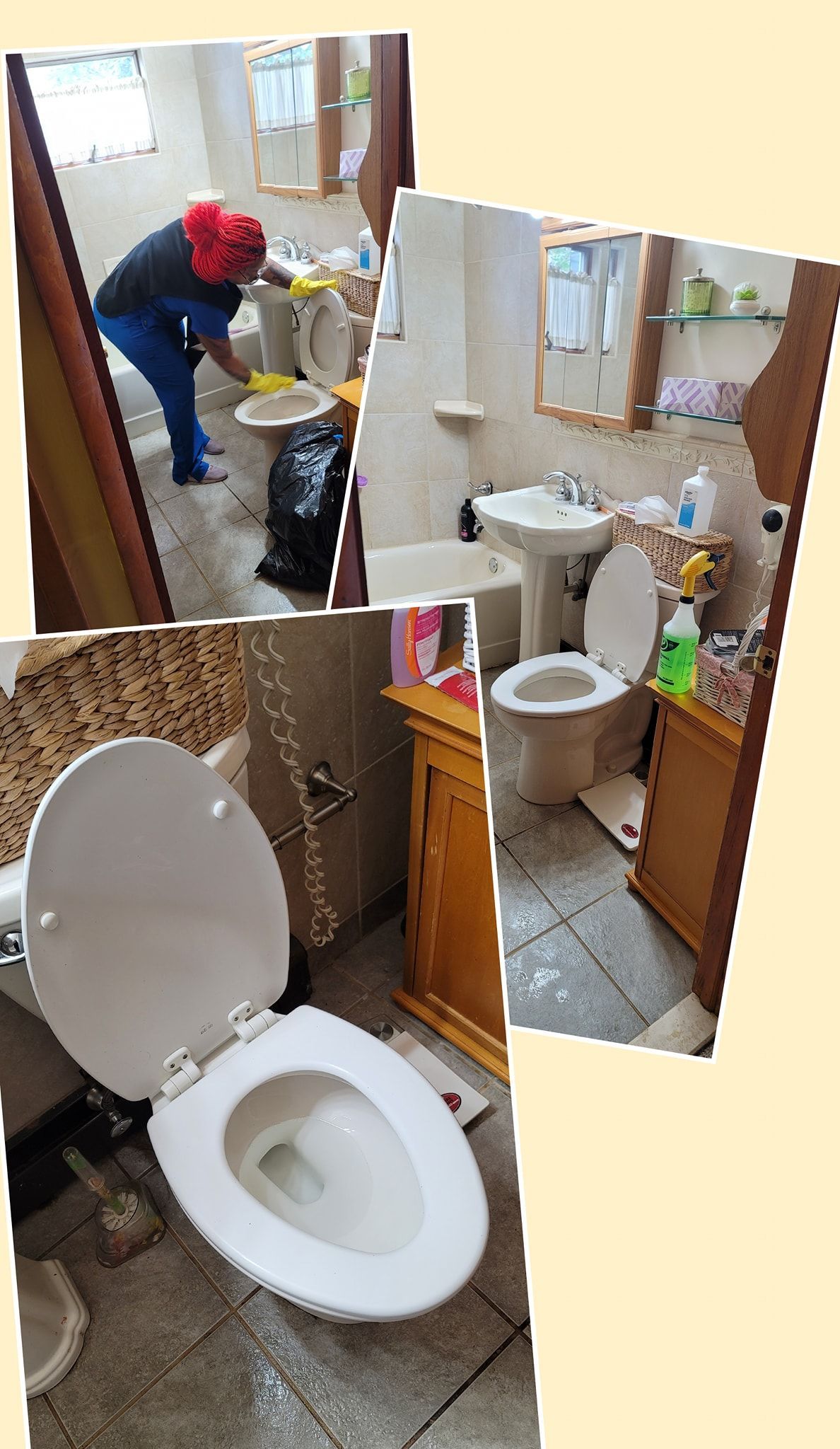 photos of a freshly clean bathroom